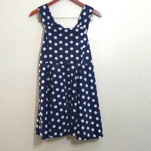 SLIGHTLY USED BLUE AND WHITE POLKA DOT DRESS OFF SHOULDER SIZE JUNIOR 11/13